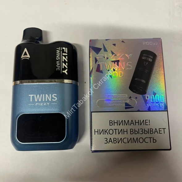 Электронная сигарета Fizzy Twins Dual POD 9000 Персик Ананас Маракуйя. Затяжек с бонусом  оптом   